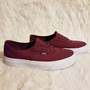 Van's maroon slip on sneakers